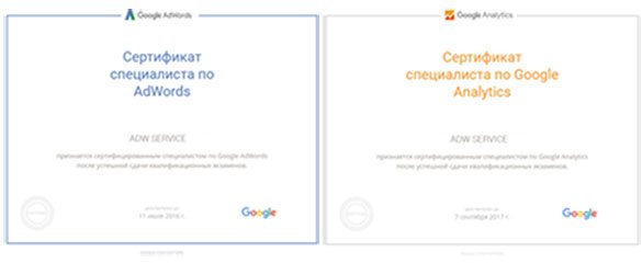Сертификаты по Google Adwords и Analytics