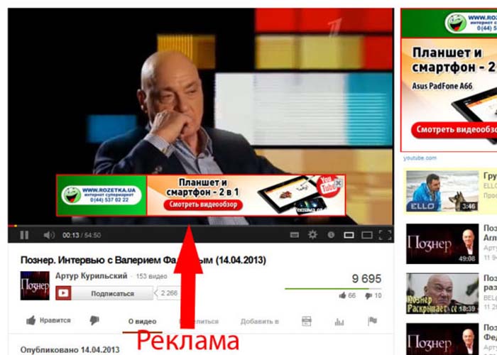 Видеореклама в YouTube