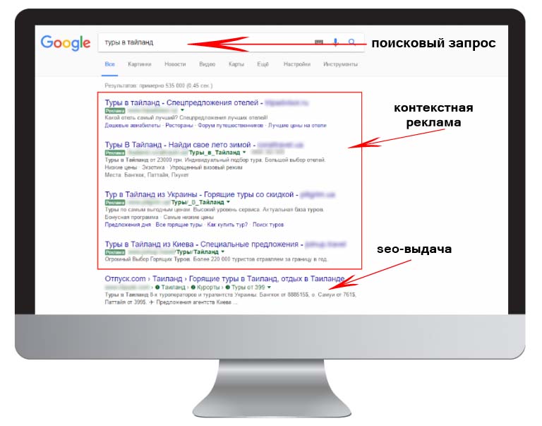 Advertising in search results