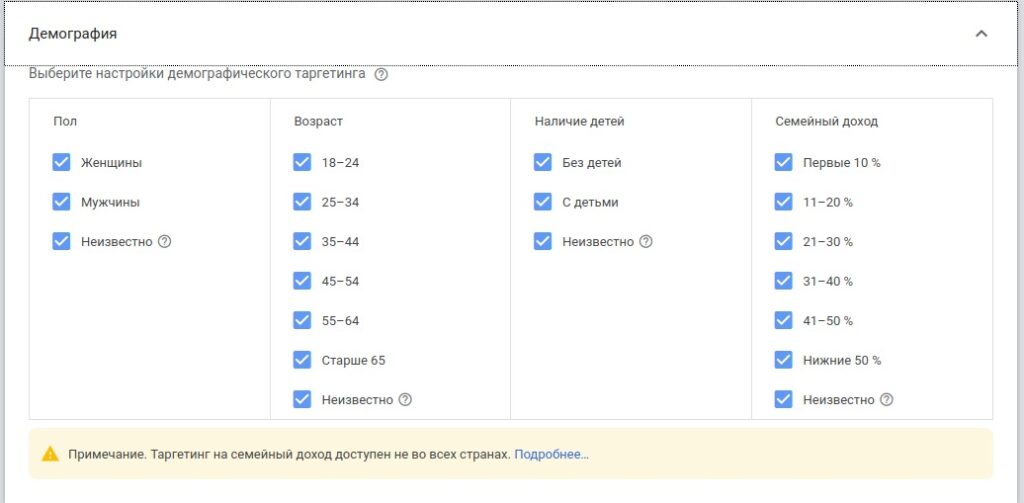 Таргетинг аудитории по демографии