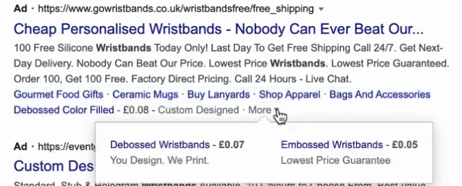  UK SERP ad