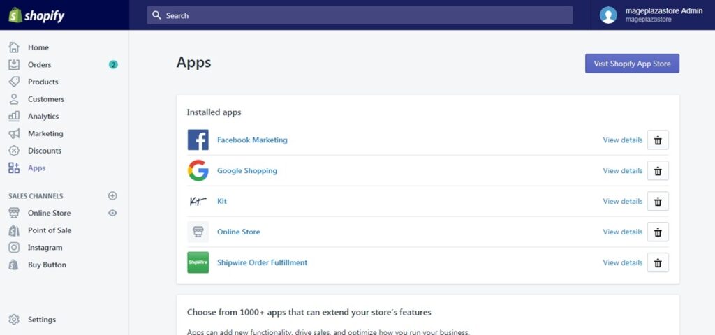 Remove apps from Shopify