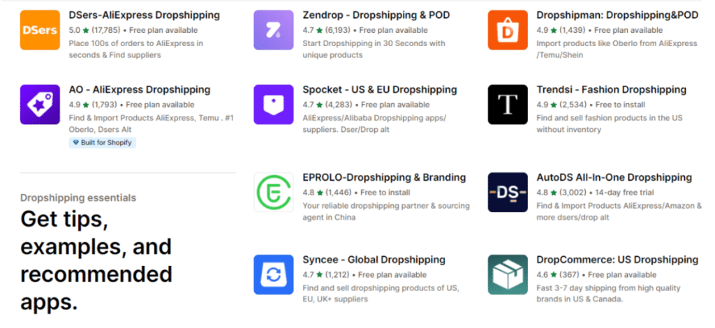 Dropshipping platform applications