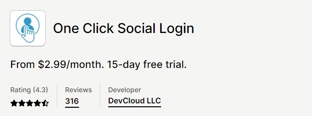 One Click Social Login App