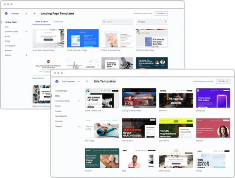 Landing templates in Leadpages