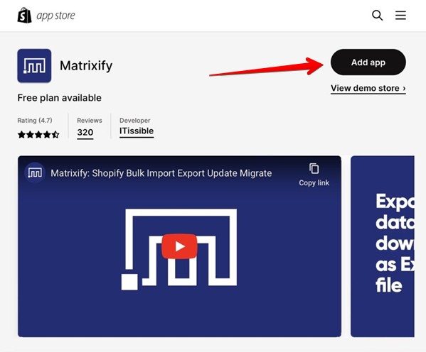 Приложение Matrixify для переезда на Shopify