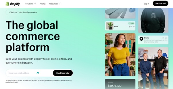  Platform Shopify for creating online stores 