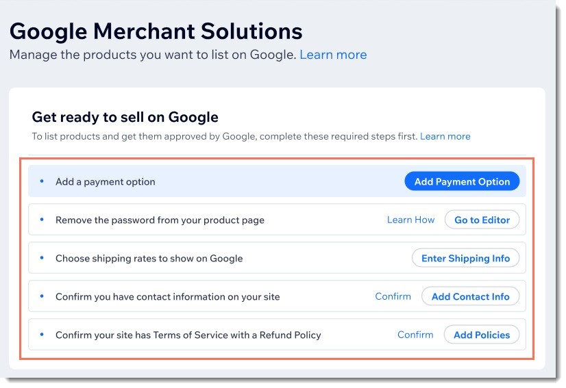 Google requirements for online stores