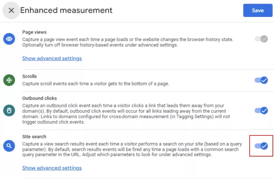 Включаем отслеживание поиска по сайту