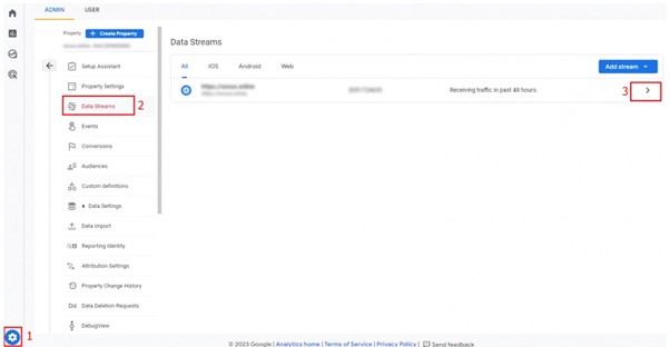 Select the desired data stream