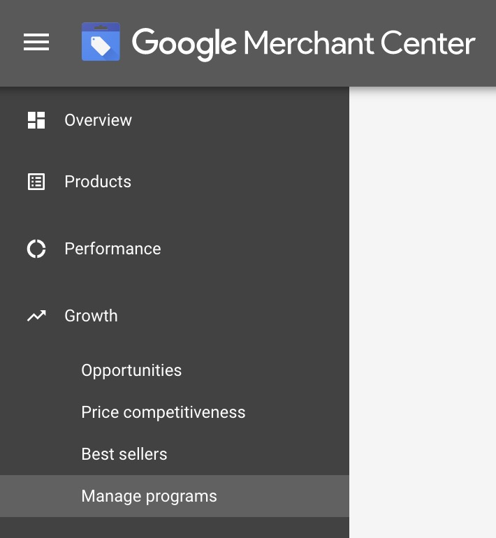 Configuring active programs in Merchant Center