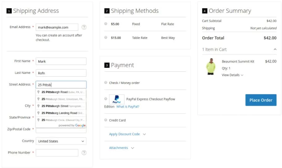 Оформление заказа на одной странице в Magento