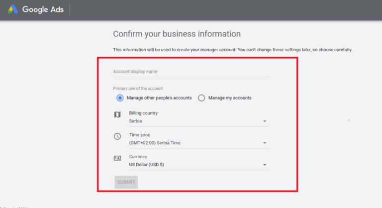 Створюємо керуючий обліковий запис Google