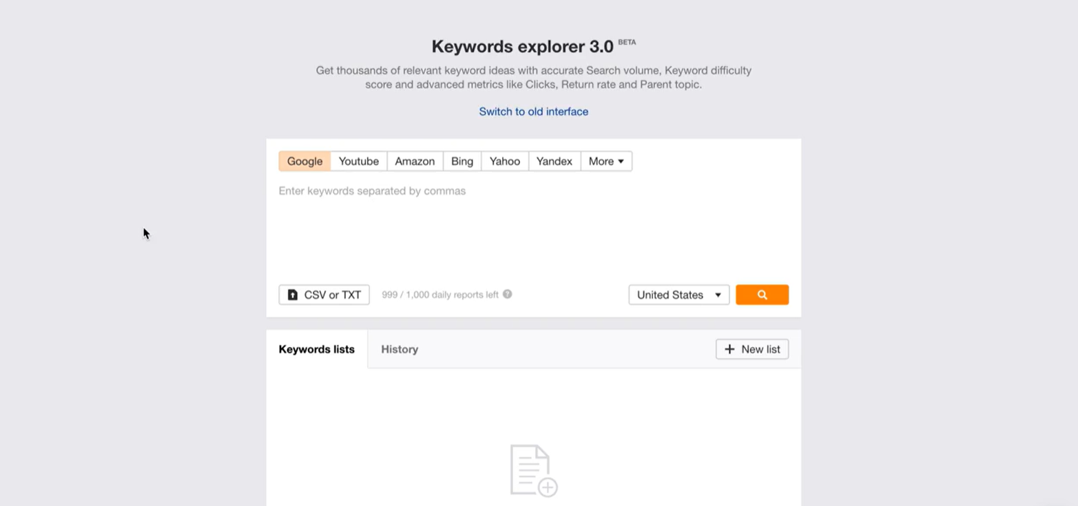 Ahrefs Keywords explorer