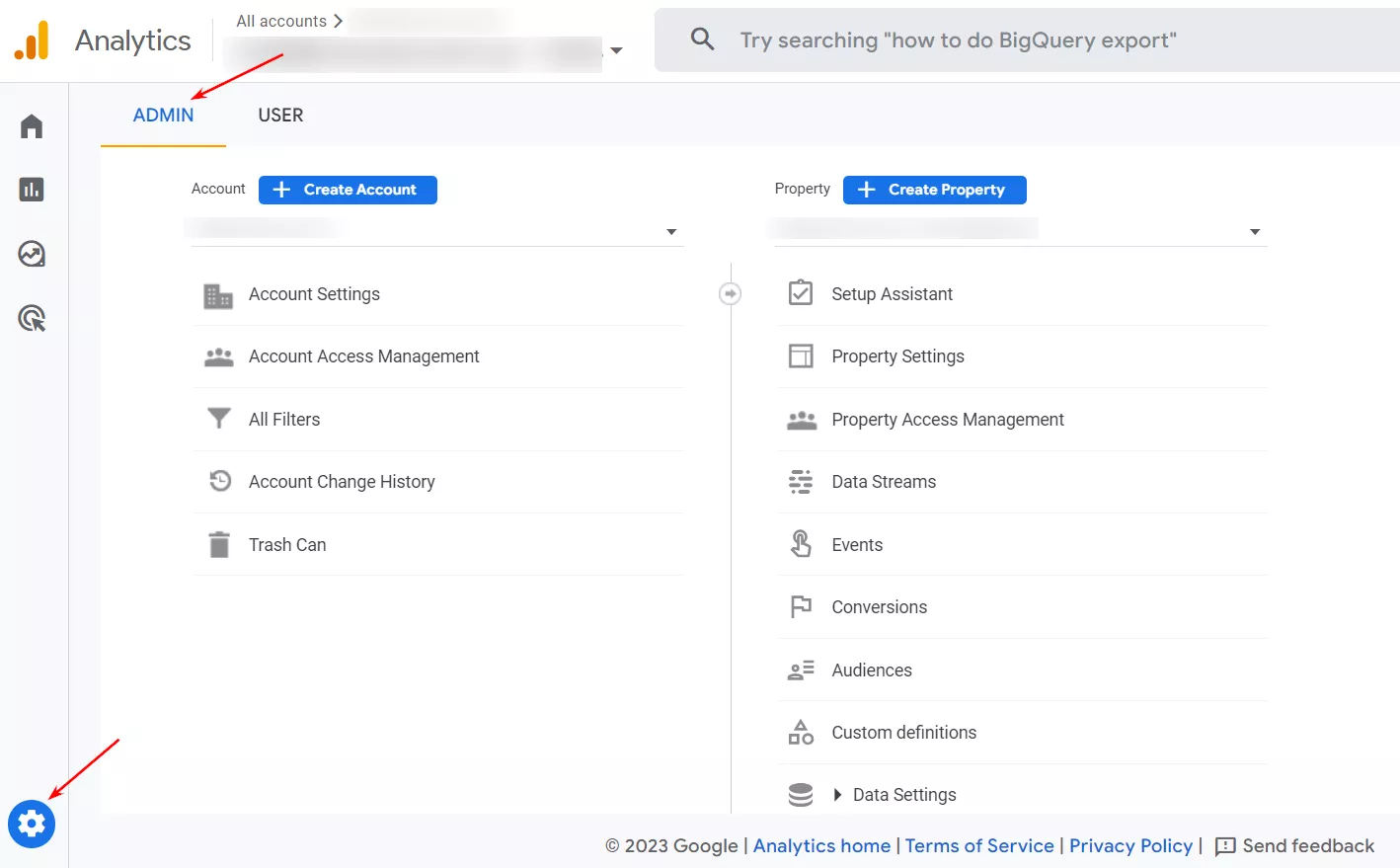 Настройки аккаунта в кабинете Google Analytics 4