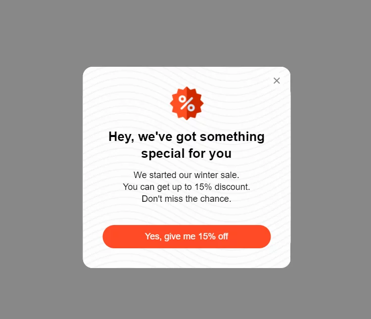 Discount in pop-up window