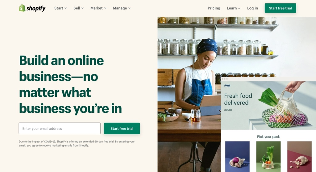 Веб-сайт Shopify CMS