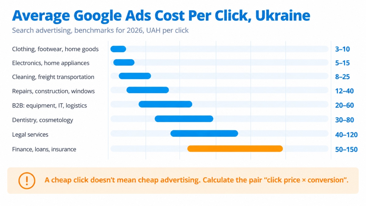 Average cost per click in Google Ads in Ukraine in 2026