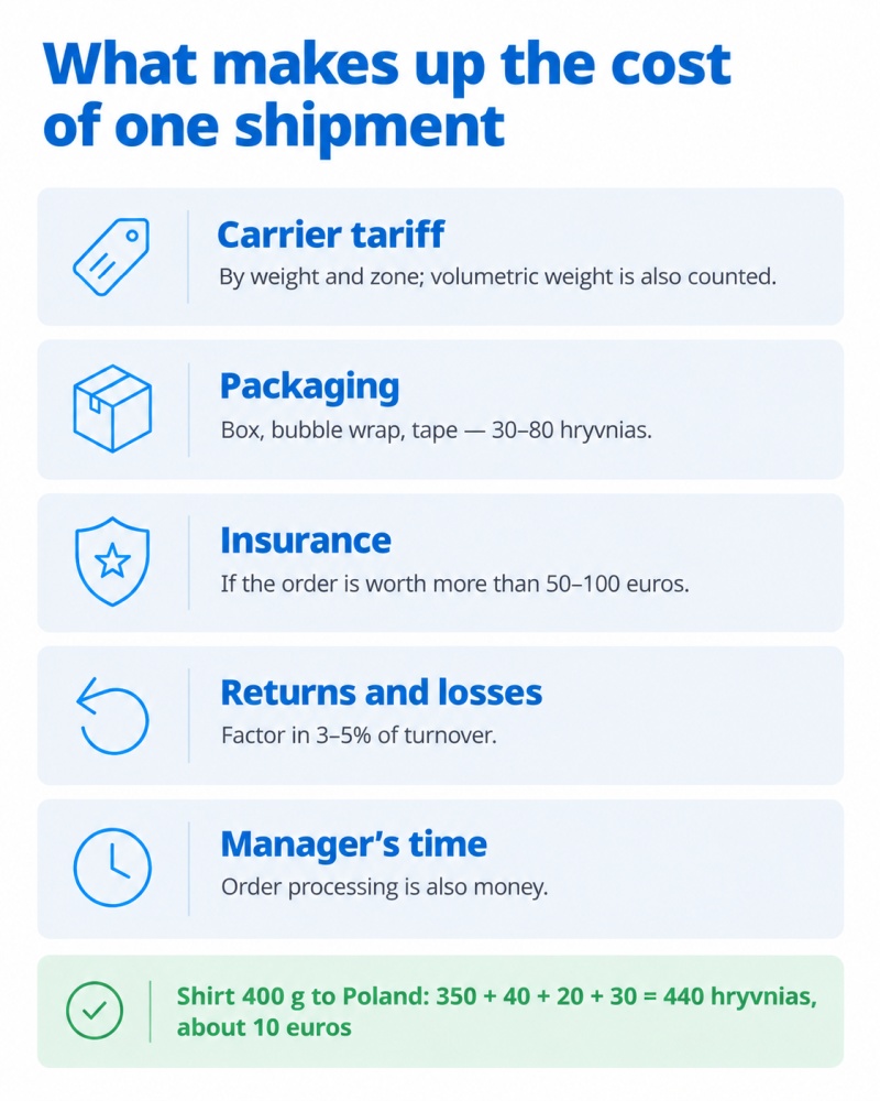 How much does shipping cost when selling abroad through an online store?