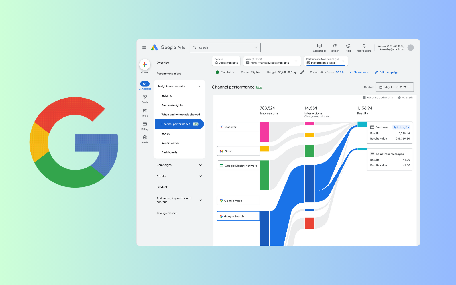 Performance Max channel performance report in Google Ads