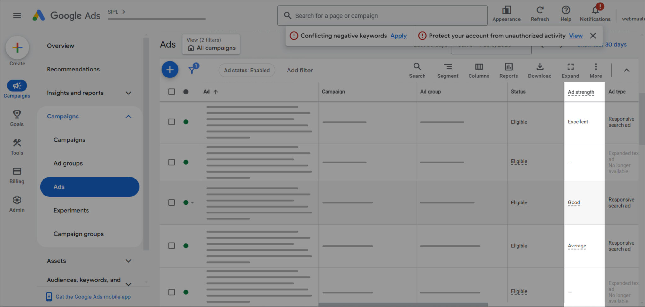 Asset performance rating in Performance Max